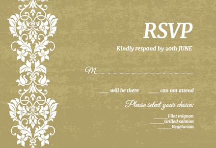 Glamor Lace - RSVP Card Template (Free) | Greetings Island