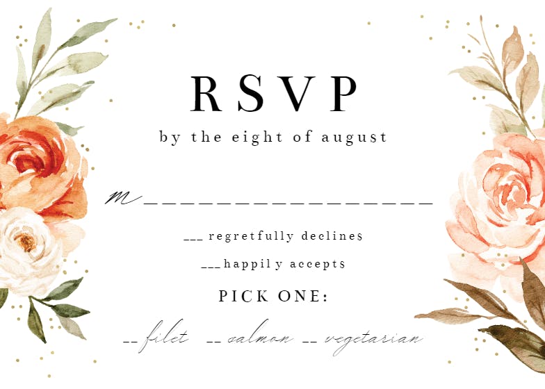 Gold and roses - rsvp card