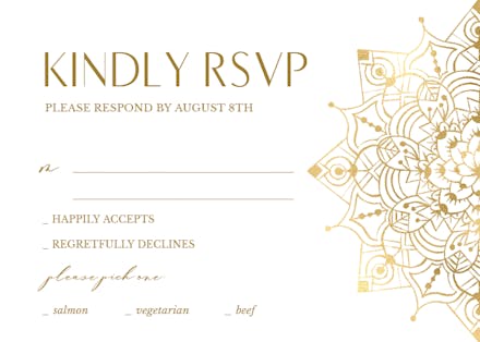 Gold Mandalas - RSVP card