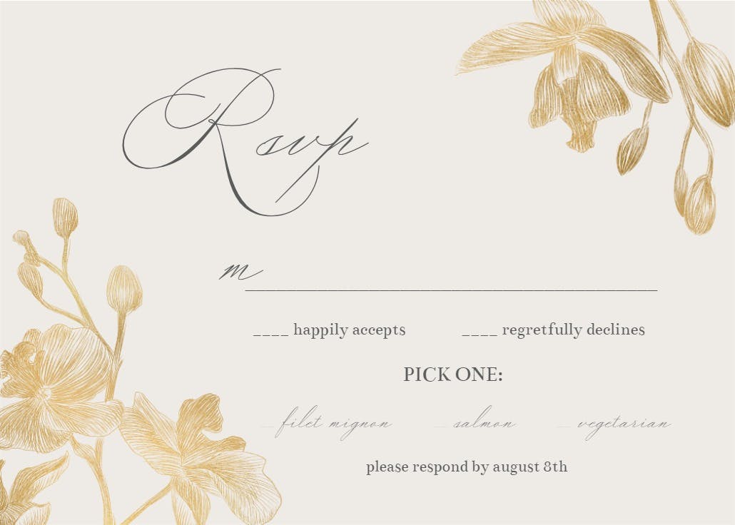 Gold orchids - rsvp card