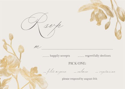 Gold Orchids - RSVP card