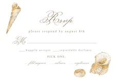 Gold Seashells - RSVP card