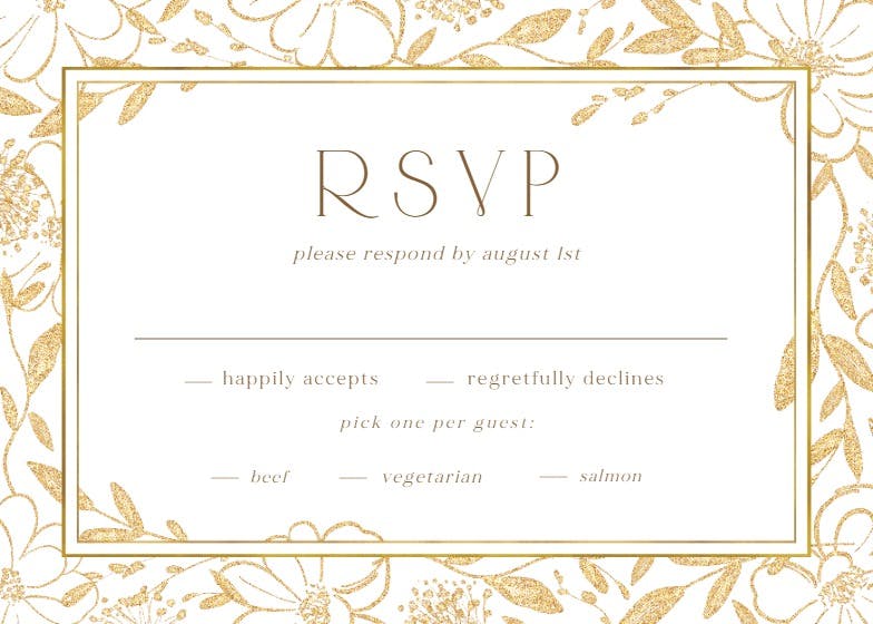 Gold surrounded by blooms - rsvp card