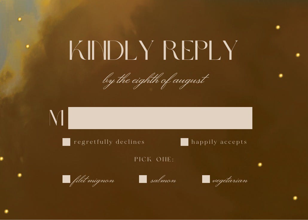 Golden hour whispers - rsvp card