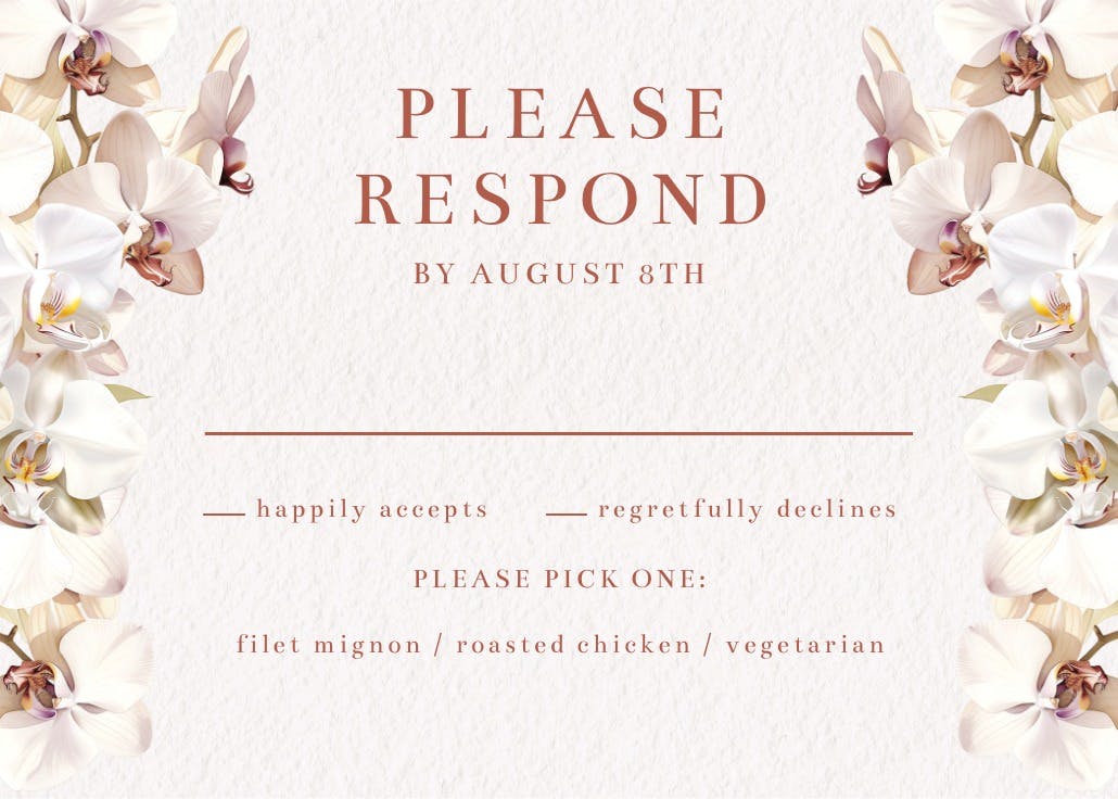 Graceful orchid - tarjeta de confirmación de asistencia a eventos