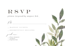 Green Watercolor Leaves - RSVP card