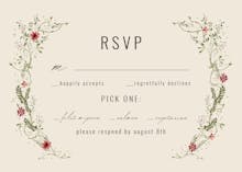 Green Wreath with Red Flowers - RSVP card