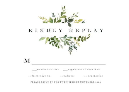 Green Wreath - RSVP card