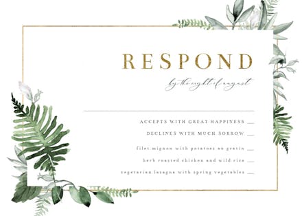 Greenery and gold frame - rsvp card