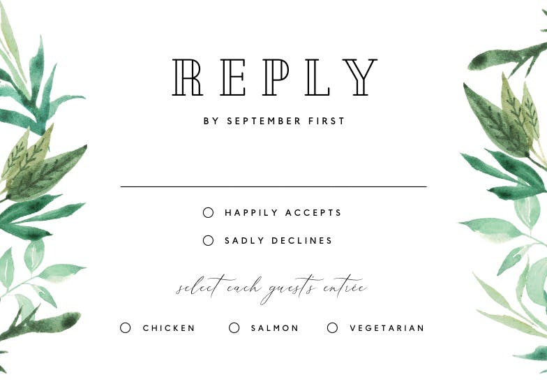 Greenery double - rsvp card