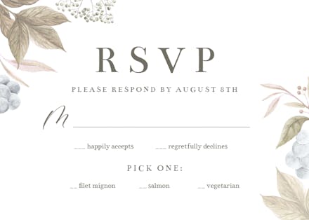 Grey Leaf Blue Berry - RSVP card