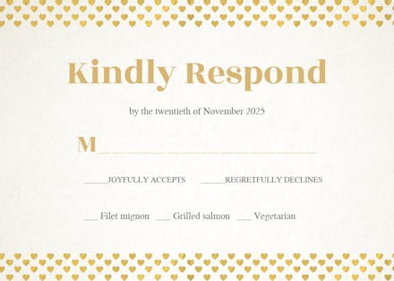 Here comes the bride and groom - rsvp card