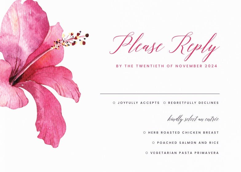 Hibiscus -  tarjeta de confirmación de asistencia a eventos