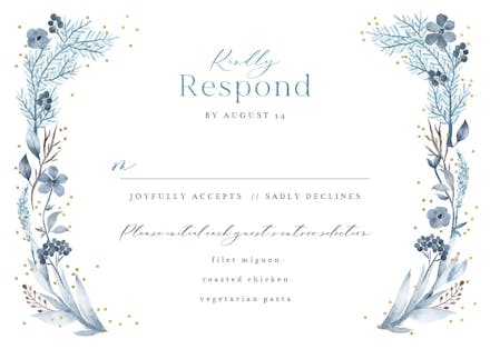 Iced flowers frame rsvp - rsvp card