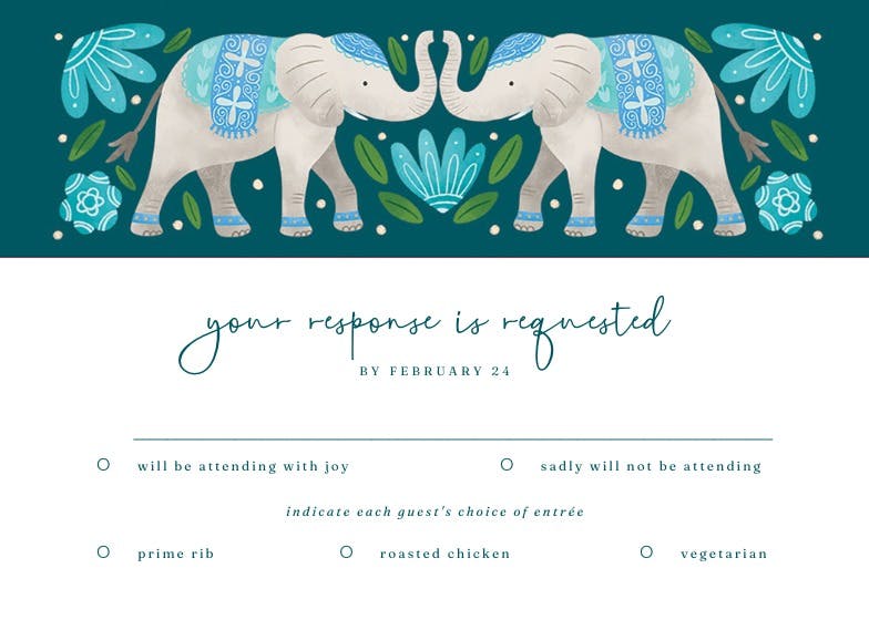 Indian elephants - rsvp card