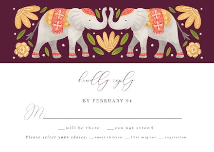 Indian Elephants - RSVP card