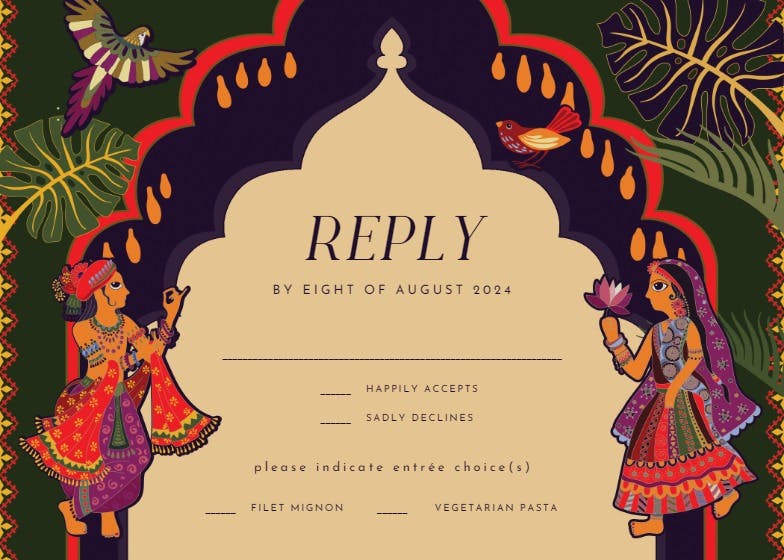 Indian lovers - rsvp card