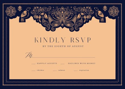 Indian paisley & birds - rsvp card
