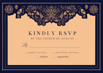 Indian Paisley Birds Rsvp Card Template Free Greetings Island