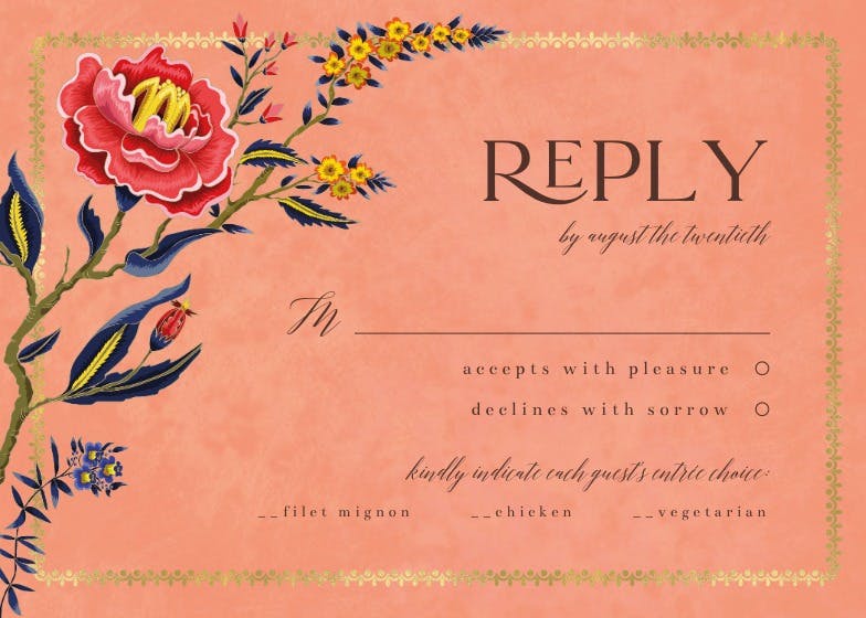 Indian wild flower & frame -  tarjeta de confirmación de asistencia a eventos