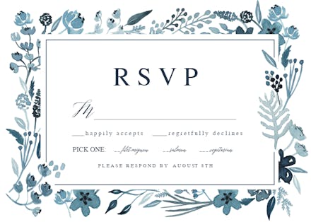 Indigo flower border - rsvp card