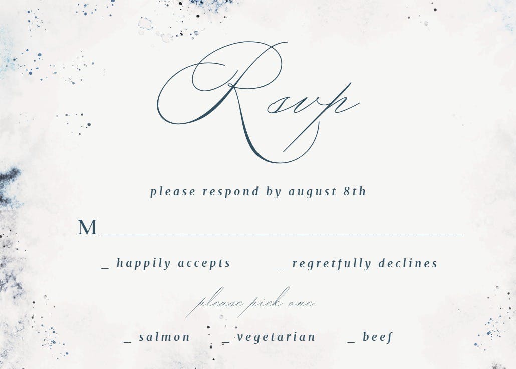 Ink splatter - rsvp card