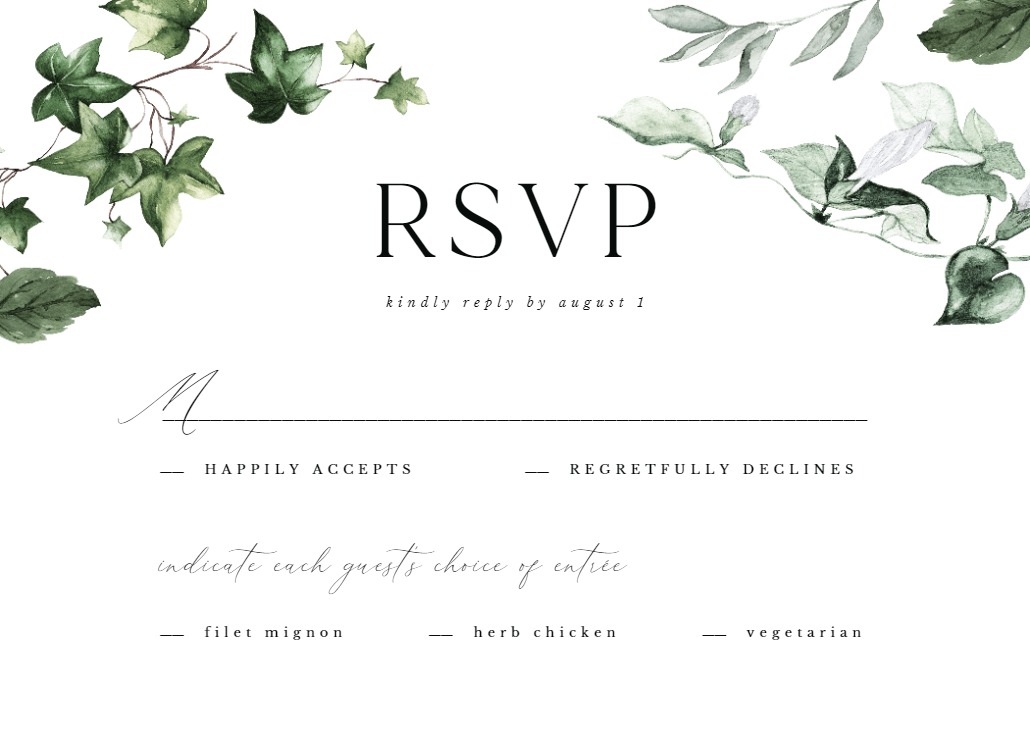 Ivy and Sage - RSVP card Template (Free) | Greetings Island