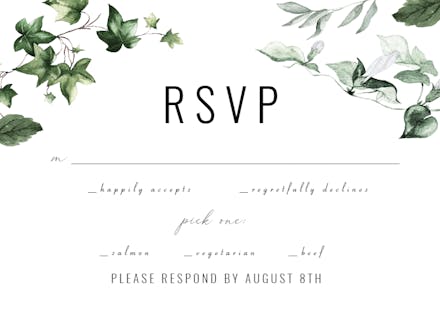 Simple Ivy and Sage - RSVP card Template (Free) | Greetings Island