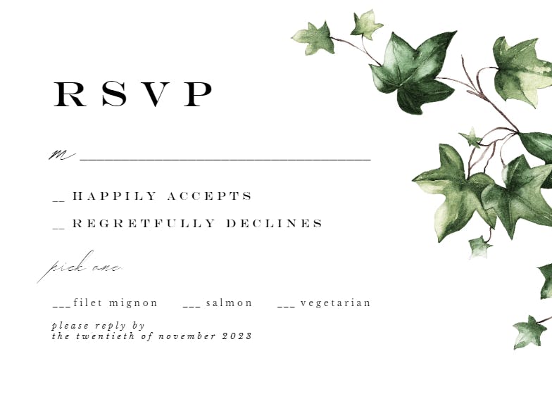 Ivy - RSVP Card Template (Free) | Greetings Island