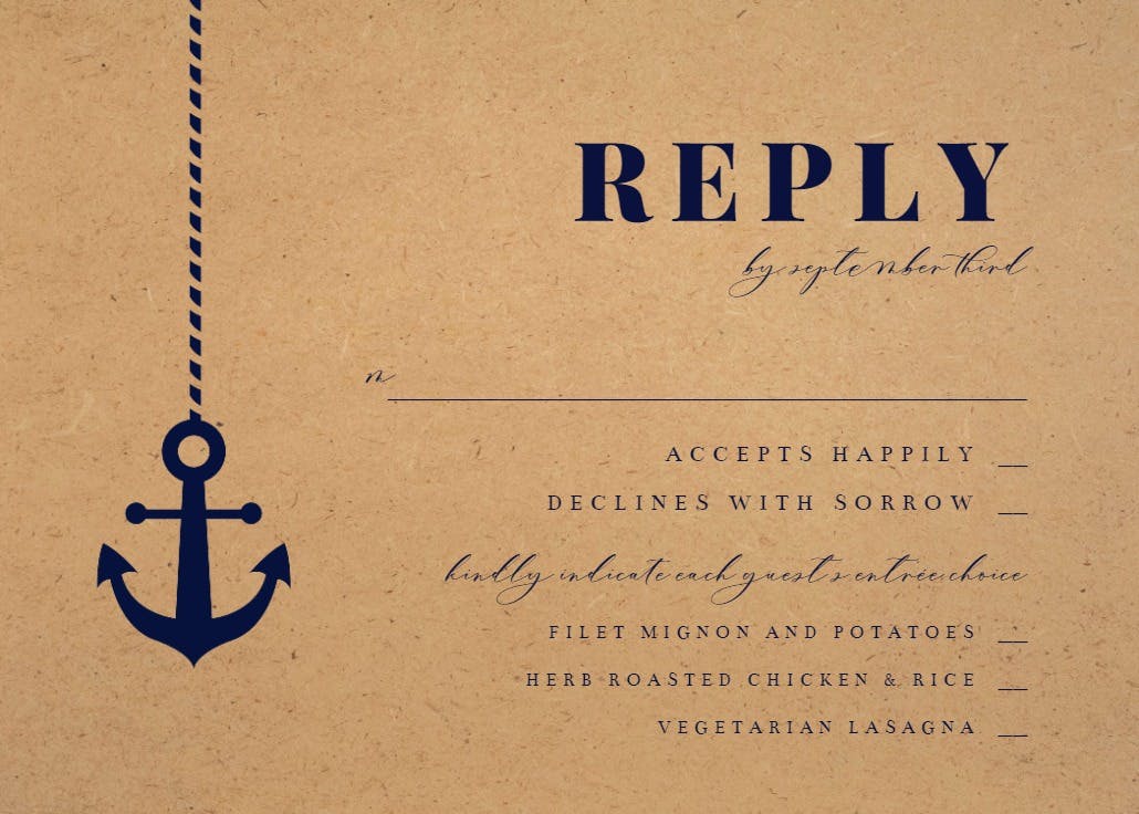 Kraft nautical - rsvp card