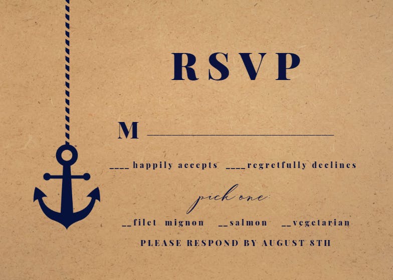 Kraft nautical - rsvp card