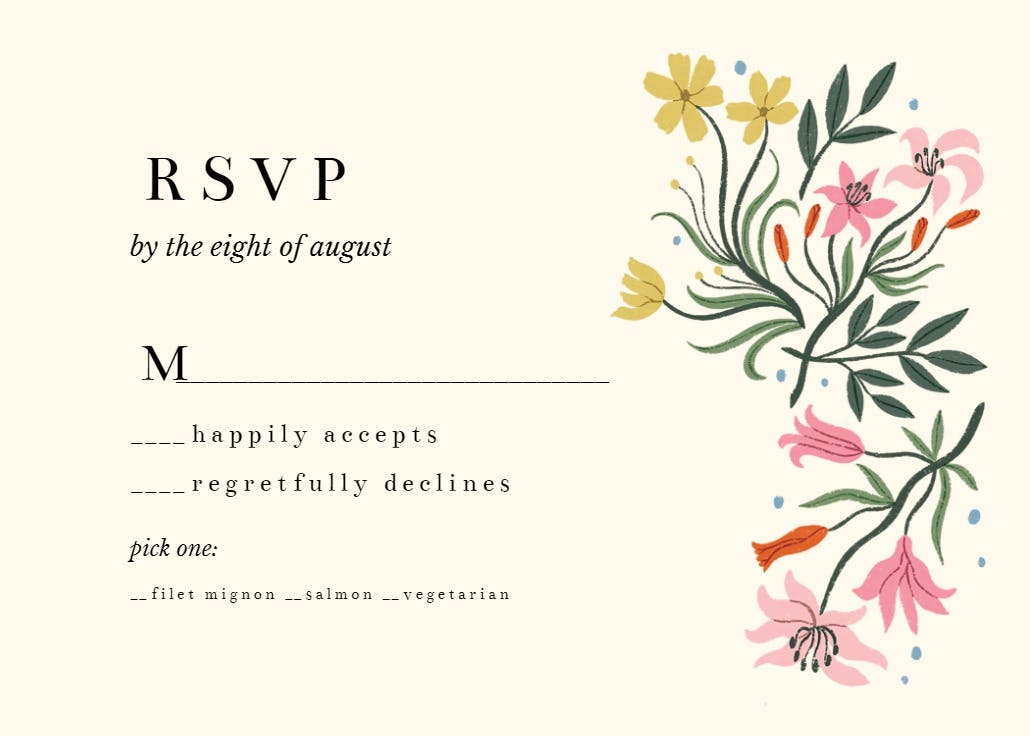 Lilies - rsvp card