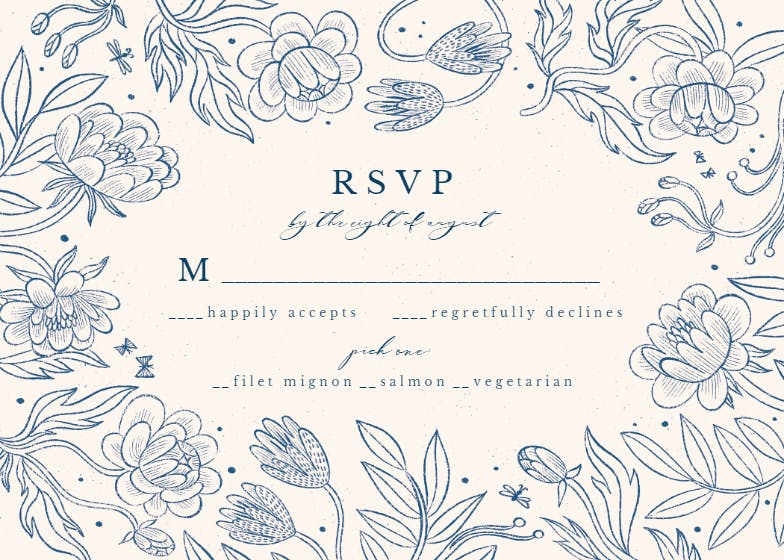 Line drawn floral - rsvp card