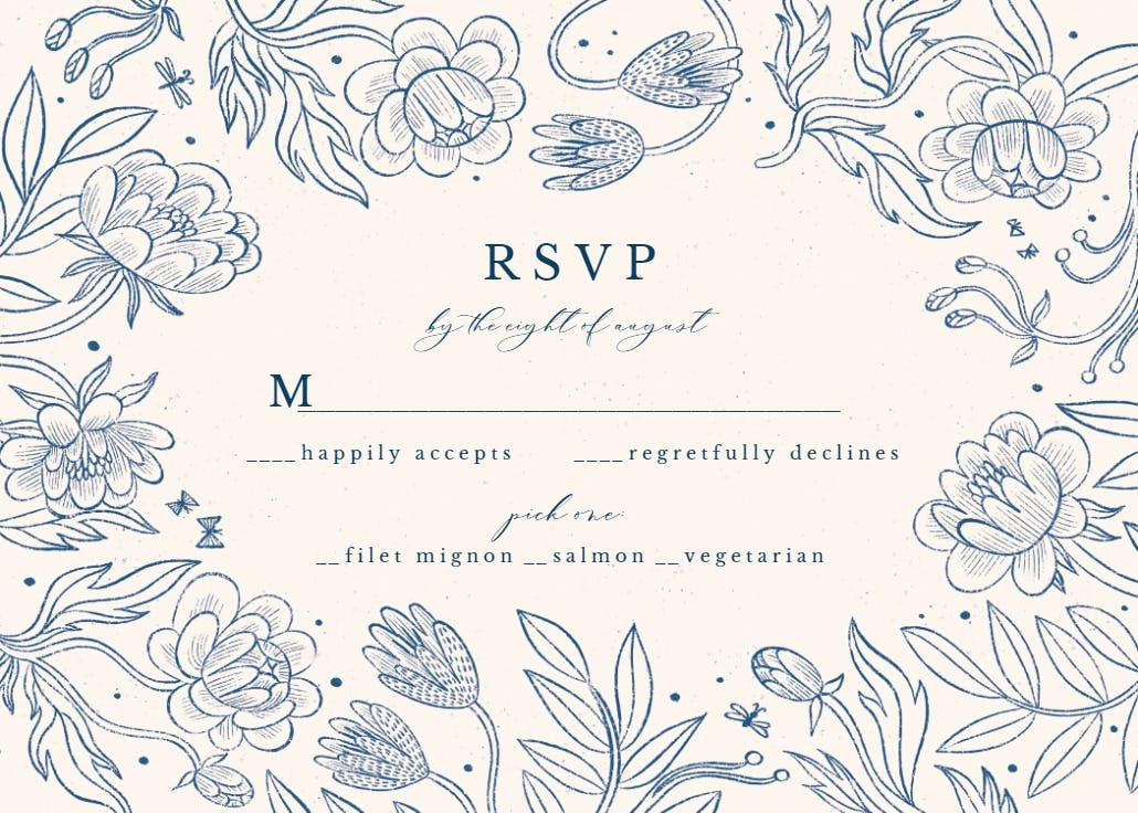 Line drawn floral - rsvp card