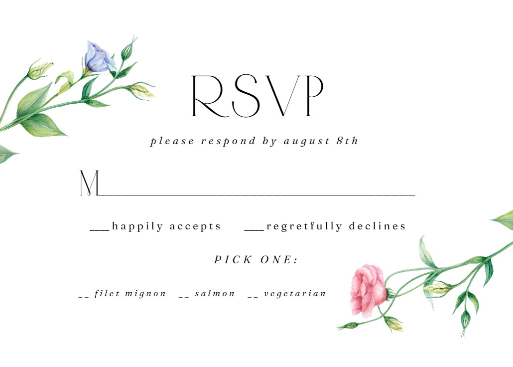 Lisianthus Wreath - RSVP card Template (Free) | Greetings Island