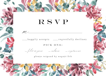 Floral wedding tapestry - RSVP card Template (Free) | Greetings Island