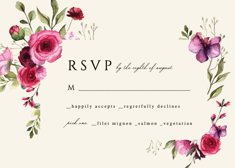 Magenta wedding - tarjeta de confirmación de asistencia a eventos