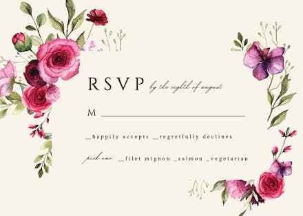 Magenta Wedding - RSVP Card Template (Free) | Greetings Island