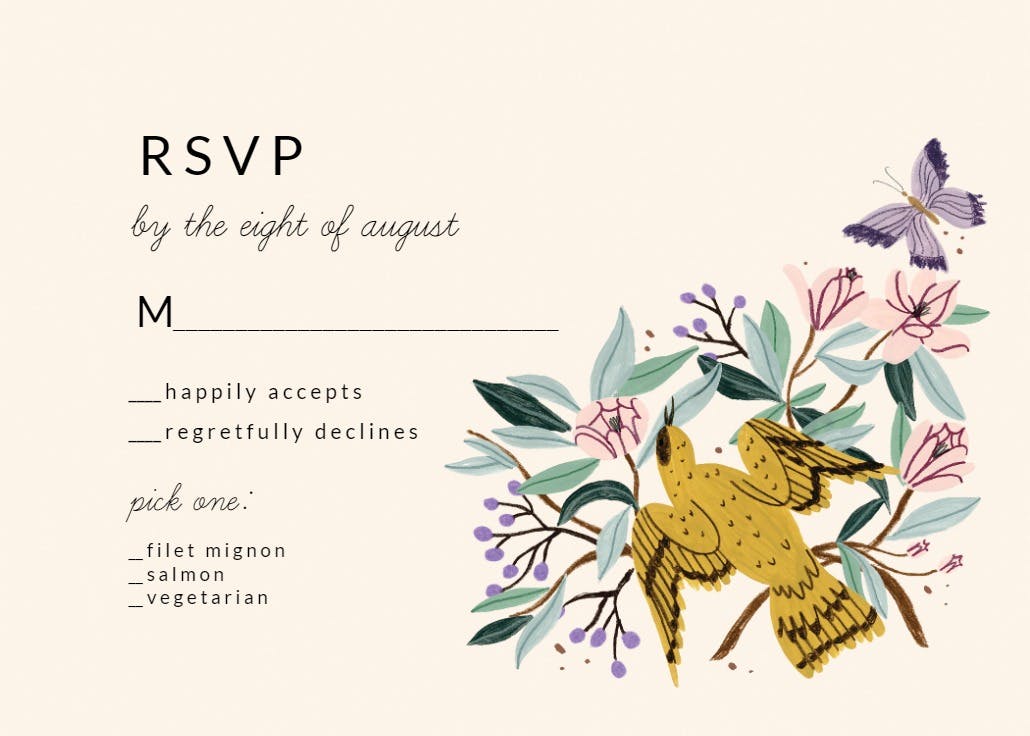 Magnolias rsvp - rsvp card