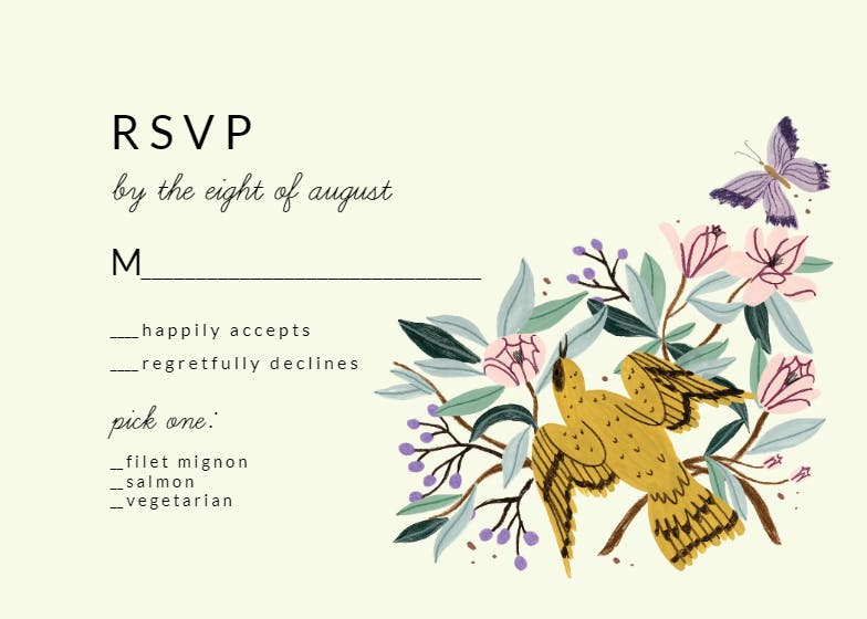 Magnolias rsvp - tarjeta de confirmación de asistencia a eventos
