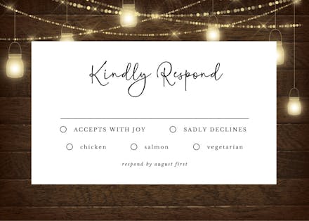 Mason jars lights - rsvp card