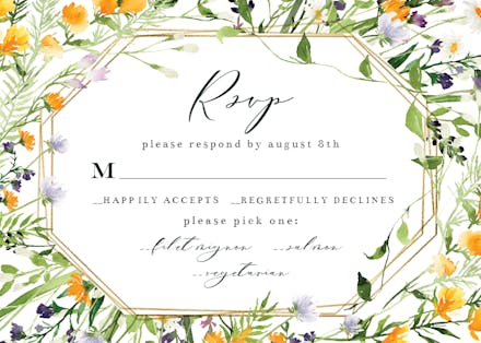 Meadow Flowers Golden Frame - RSVP card