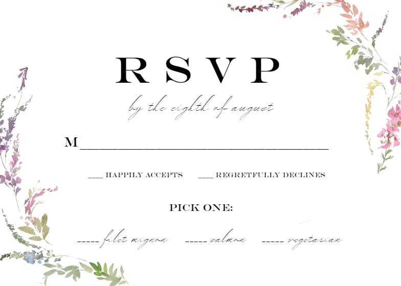 Meadow watercolor floral - rsvp card