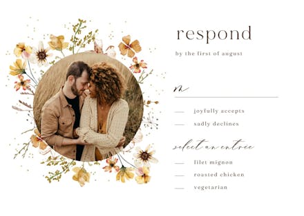 Meadow yellow flowers wreath - rsvp card