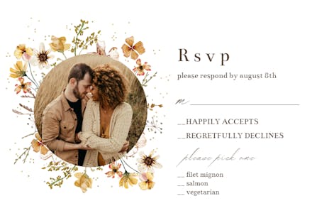 Meadow Yellow Flowers Wreath - RSVP card