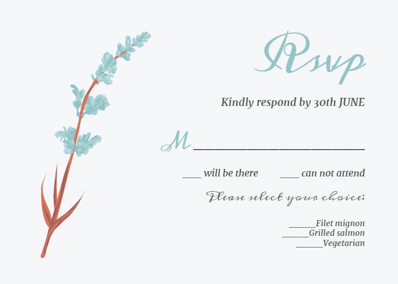 Minimal floral -  tarjeta de confirmación de asistencia a eventos