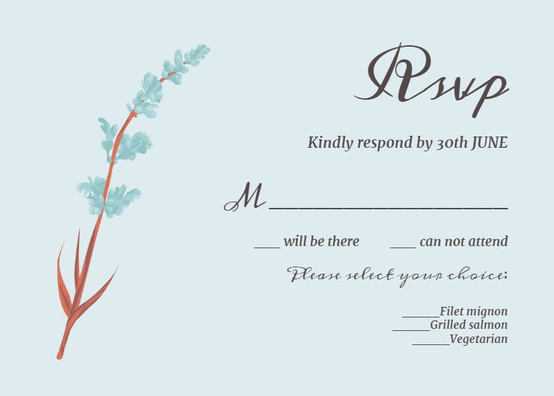 Minimal floral -  tarjeta de confirmación de asistencia a eventos