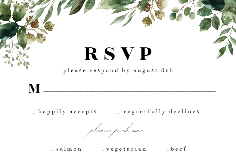 Minimal Greenery - RSVP card Template (Free) | Greetings Island