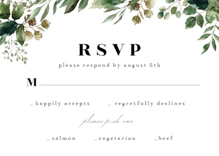 Minimal greenery - rsvp card