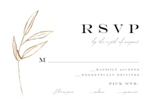 Monogram golden wreath - rsvp card